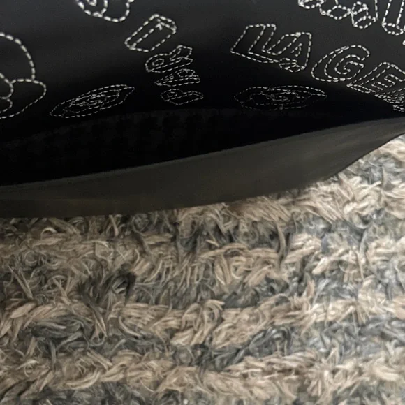 Karl Lagerfeld Luxury Black Floral Shoulder Bag with Gold Hardware - Picture 8 of 14